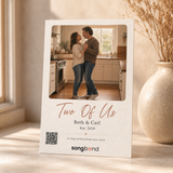 anniversary gift for couples — personalized custom song card: kitchen slow-dance photo, title, Est. 2010, QR — Songbond