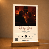 40th anniversary gift — personalized custom song plaque: couple silhouette, candlelight, Est. 1986, QR code — Songbond