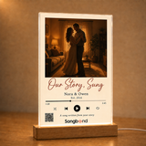 personalized anniversary gift — custom song plaque: couple silhouette dancing, Est. 2016, QR code — Songbond