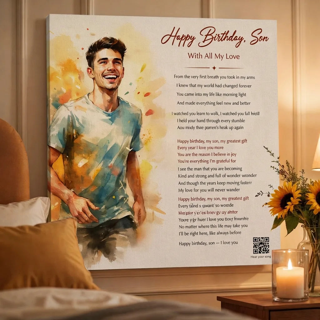 birthday gift for son — custom song canvas — Songbond